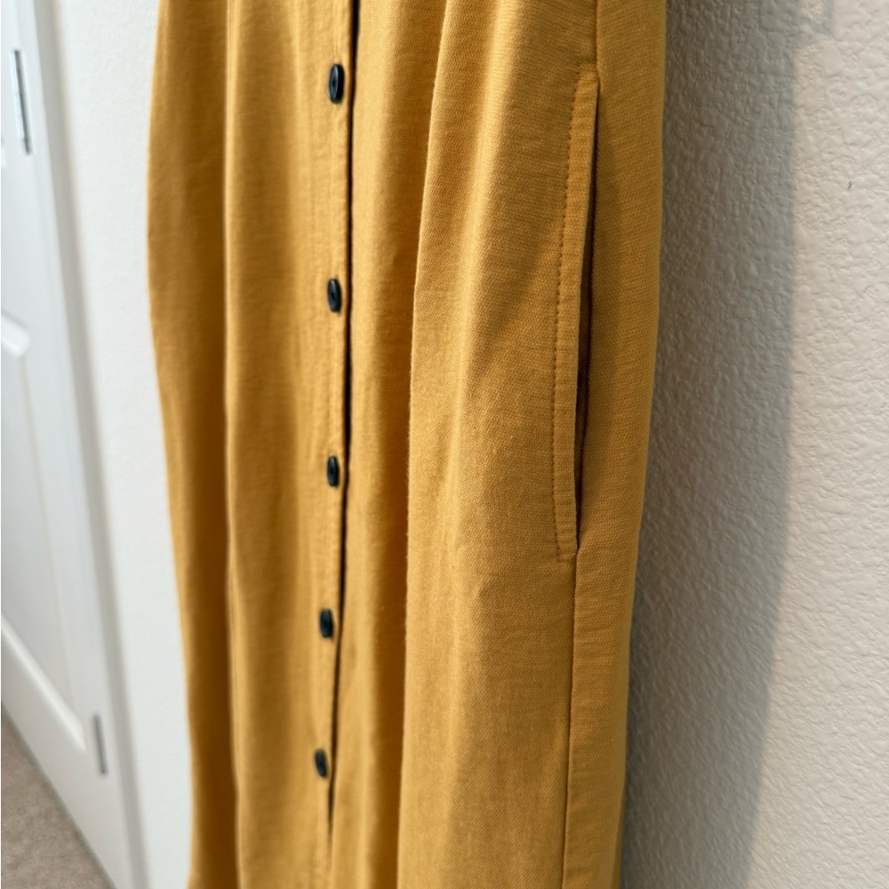Something Navy Lined Mustard Button-Down Dress Xs - image 4